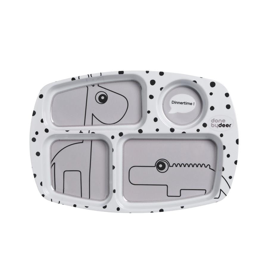 Done By Deer Happy Dots Compartment Plate Grey - Wiggles Piggles 