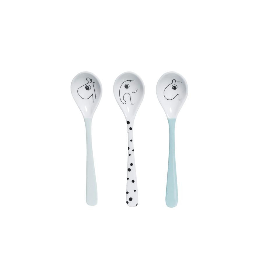 Done By Deer Happy Dots 3 Piece Spoon Set Blue - Wiggles Piggles 