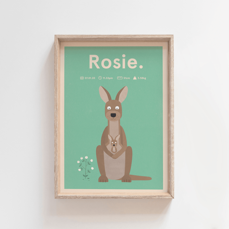 Regal Roo Birth Print (Green)