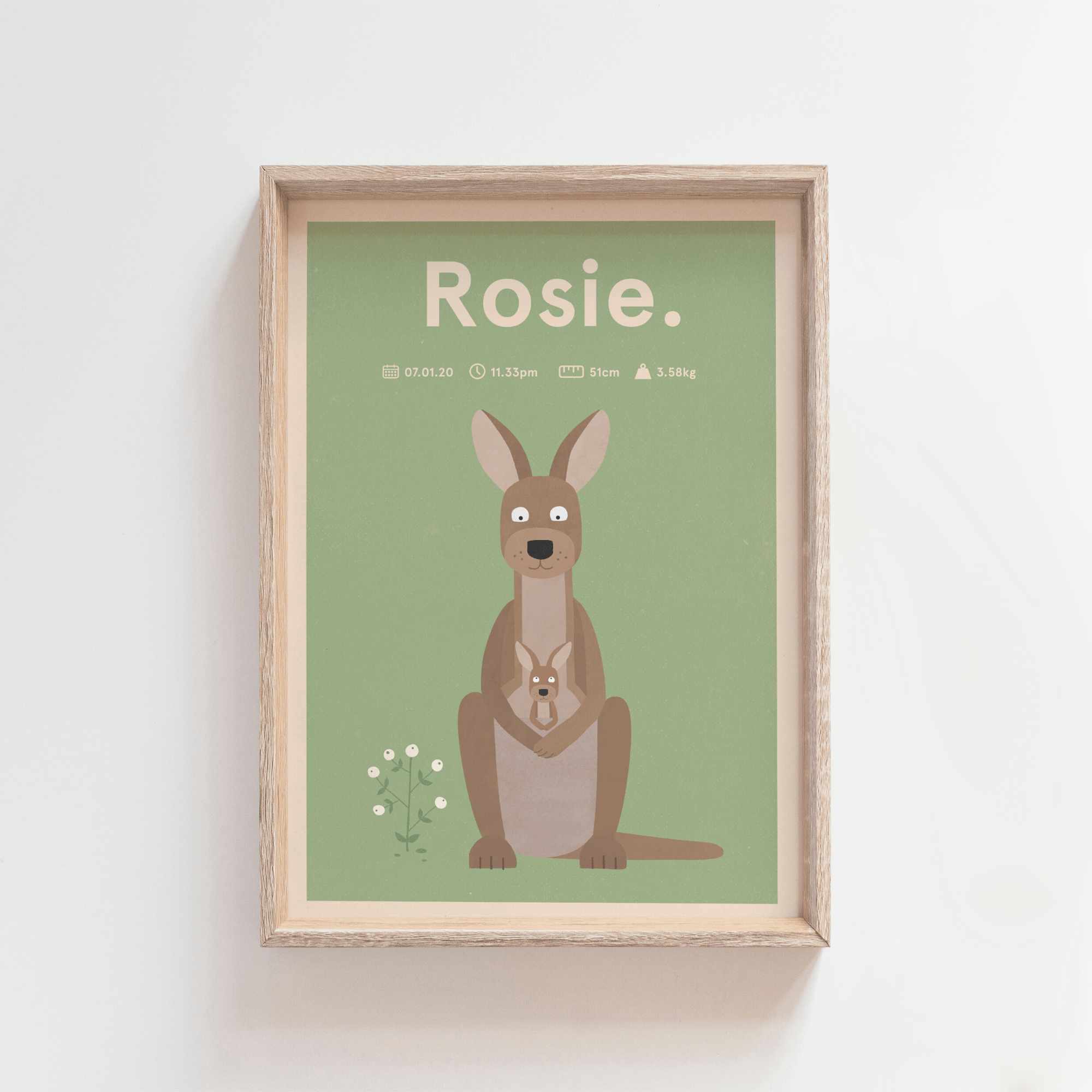 Regal Roo Birth Print (Olive)
