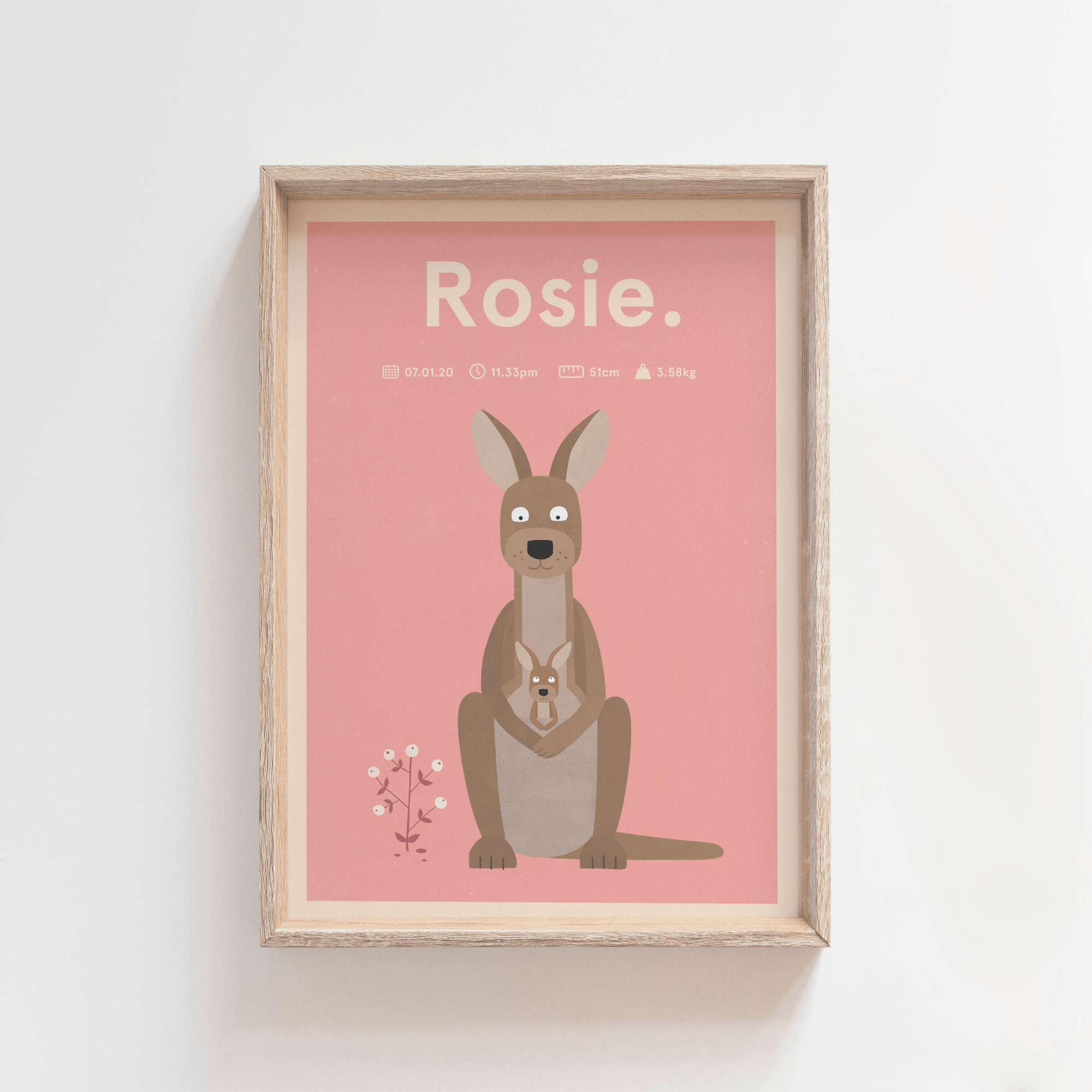 Regal Roo Birth Print (Pink)