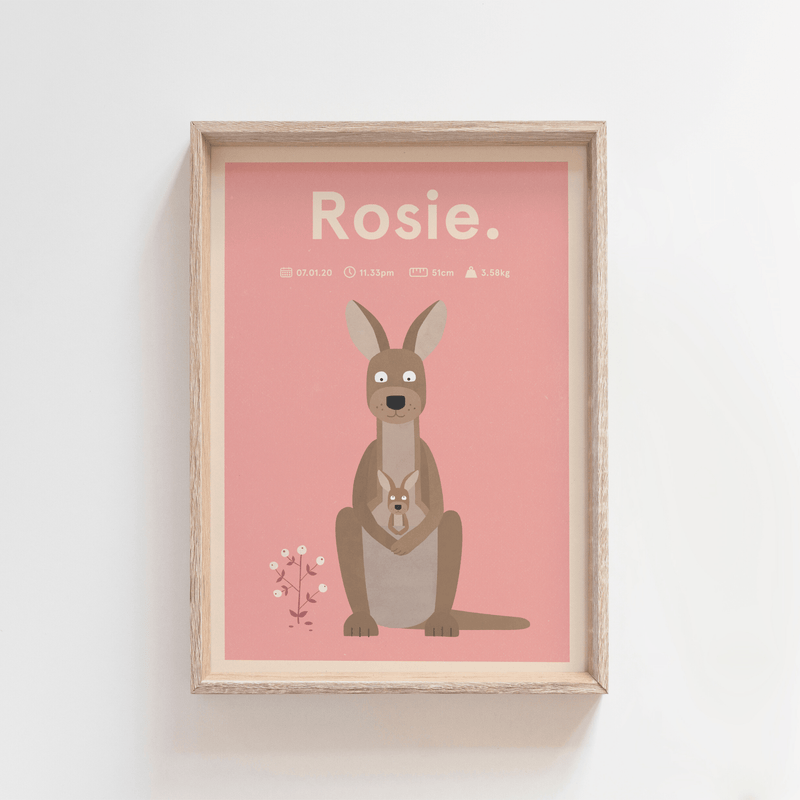 Regal Roo Birth Print (Pink)