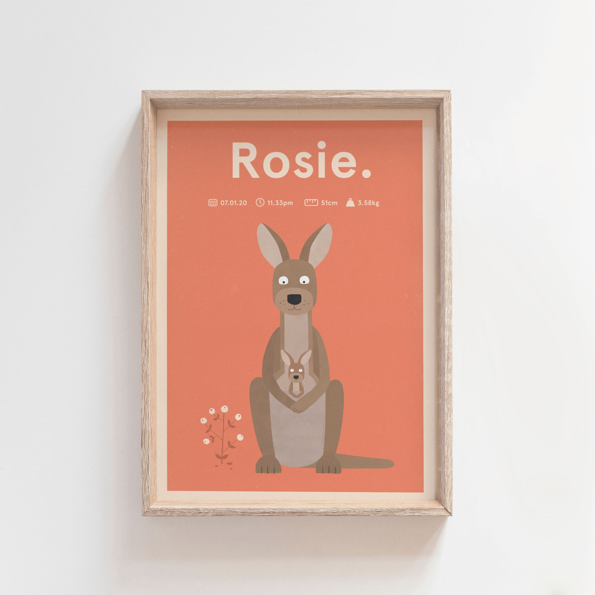 Regal Roo Birth Print (Salmon)