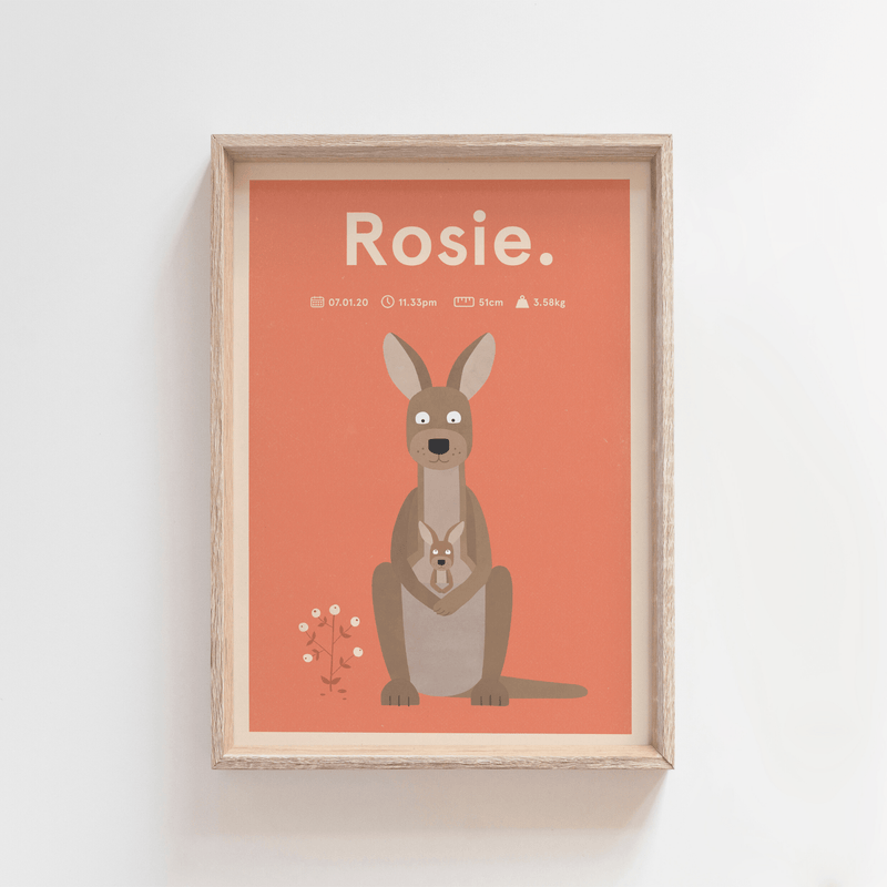 Regal Roo Birth Print (Salmon)