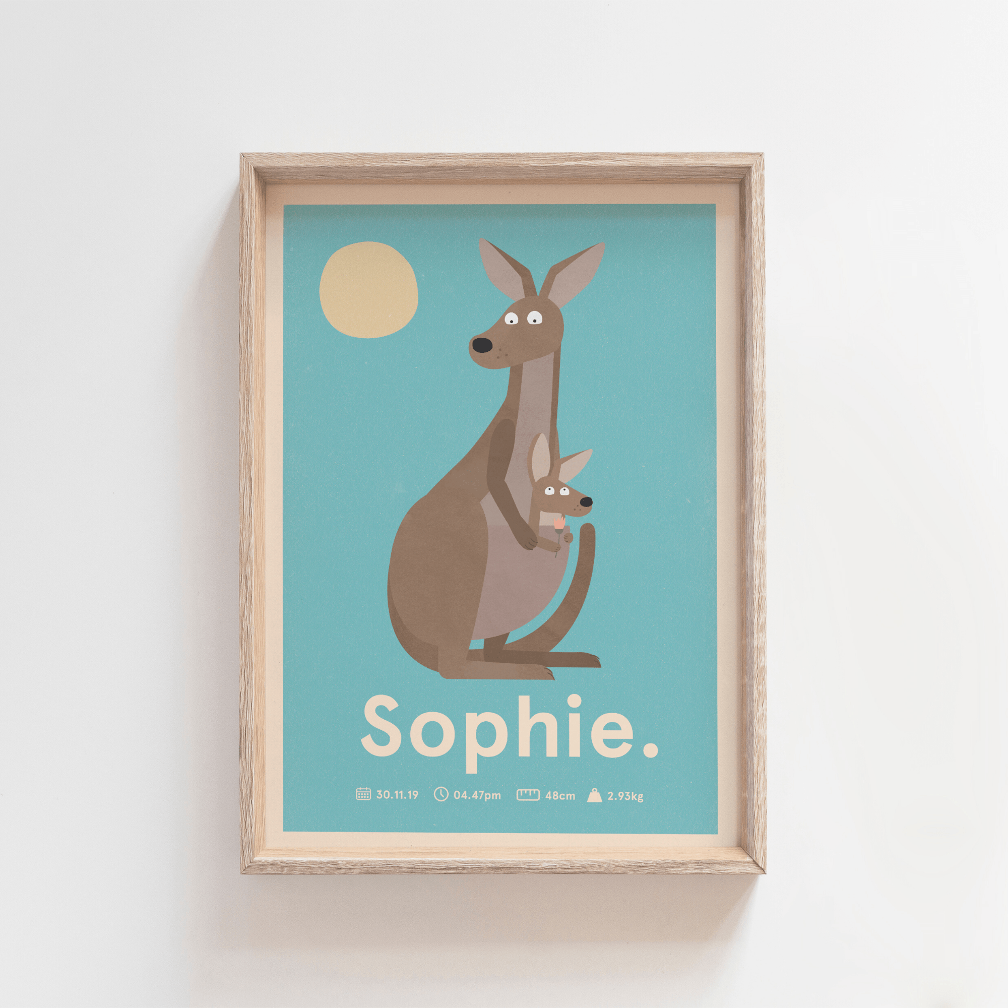 Outback Roo Birth Poster (Blue)
