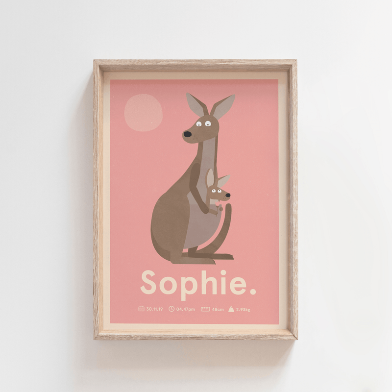 Outback Roo Birth Poster (Pink)