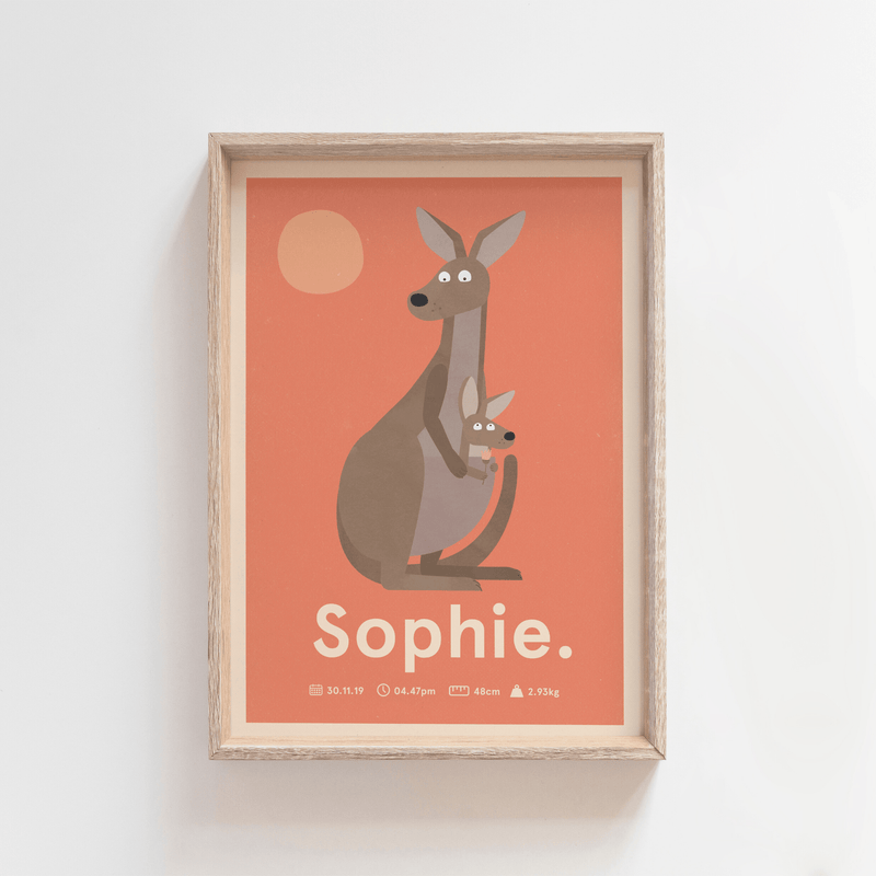 Outback Roo Birth Poster (Salmon)