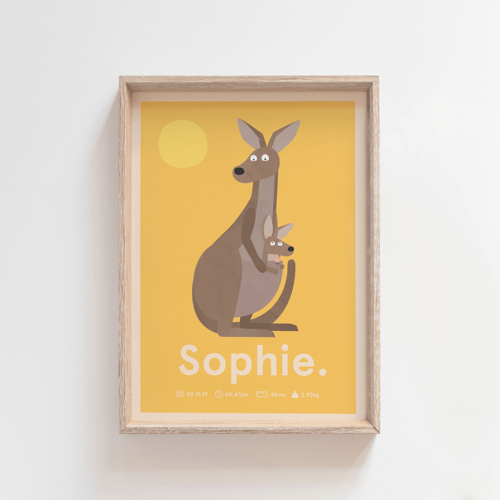 Outback Roo Birth Poster (Yellow)