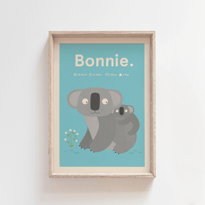 Koala Cuddles Birth Poster