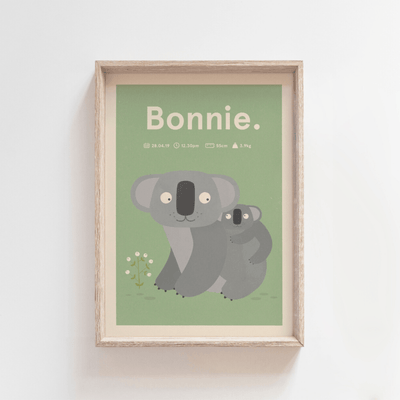 Koala Cuddles Birth Poster