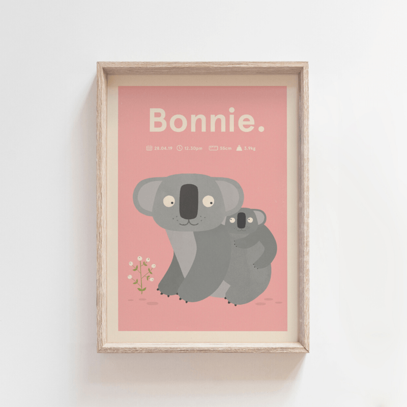 Koala Cuddles Birth Poster