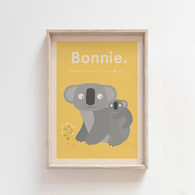 Koala Cuddles Birth Poster