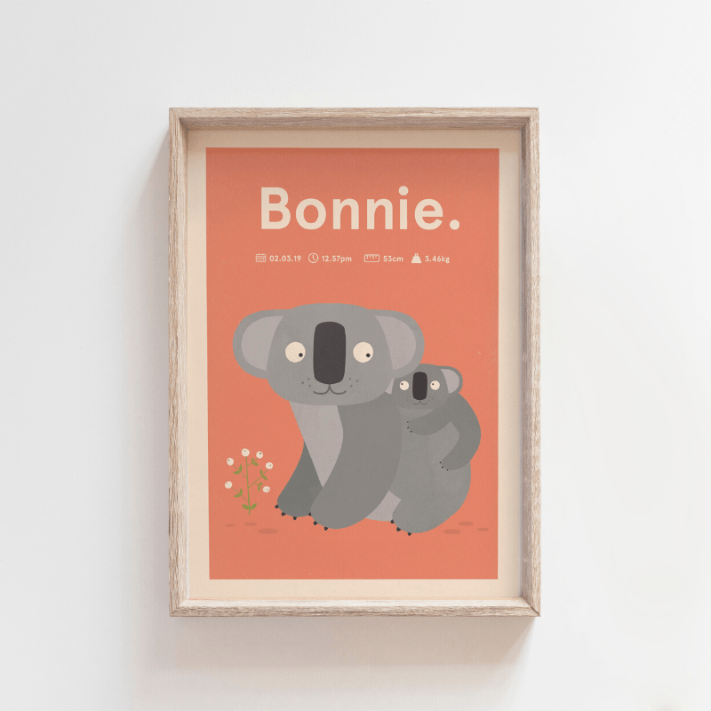 Koala Cuddles Birth Poster