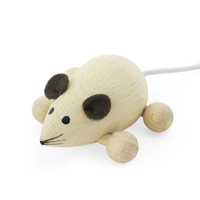 Wooden Push Along Mouse - Natural