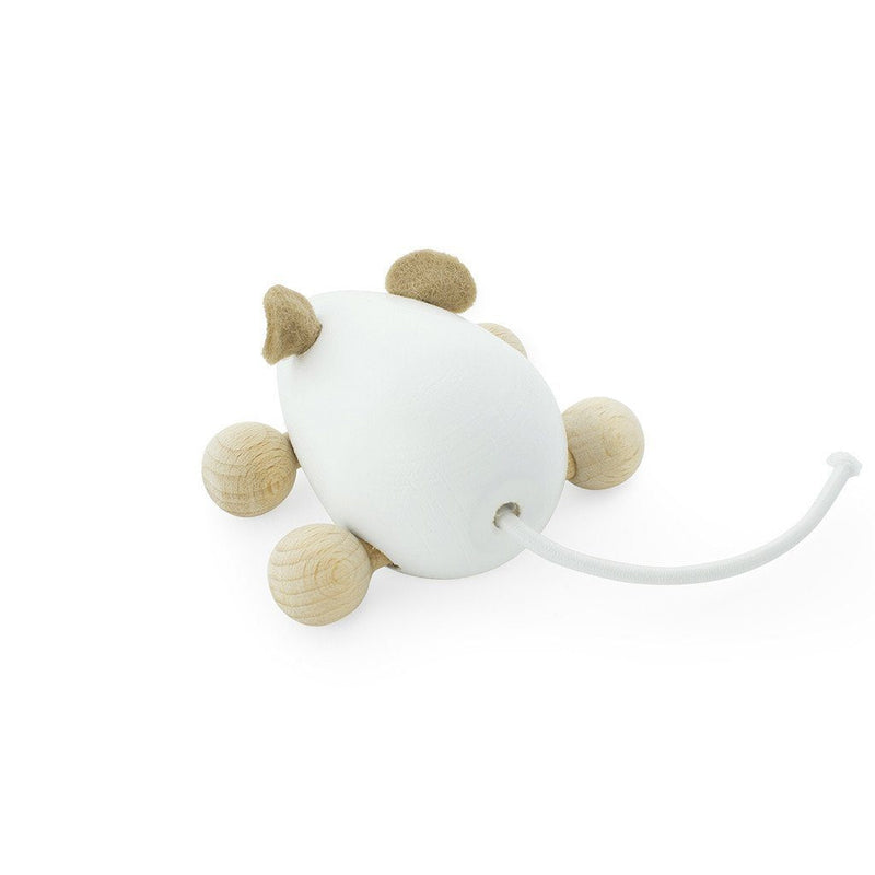 Wooden Push Along Mouse - White